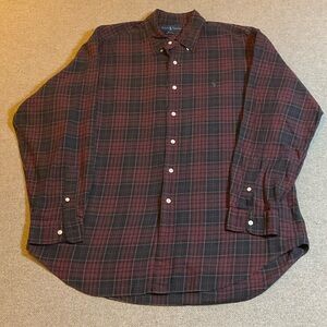 Polo Ralph Lauren Burgundy and Black Plaid Shirt